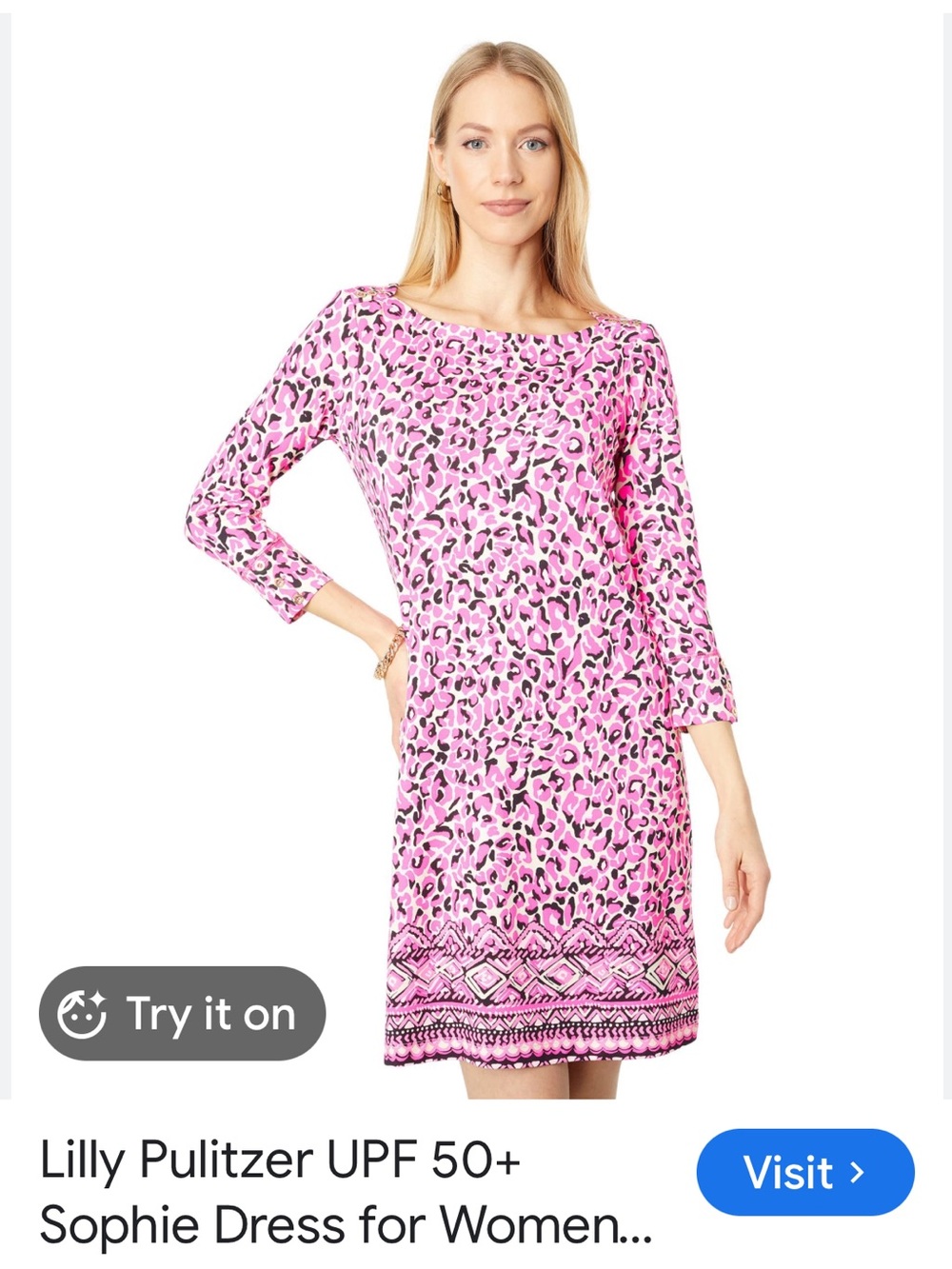 Lilly Pulitzer Sophie dress features a bright pink & black, size Small